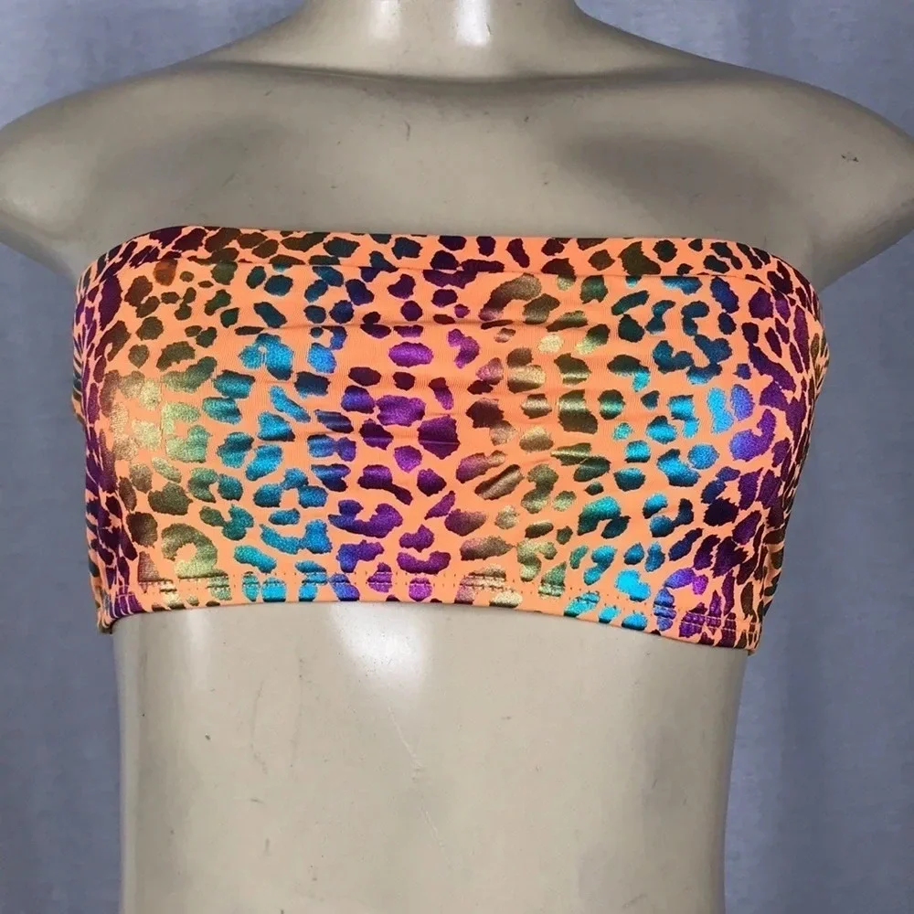 Raving multi cheetah strapless tube top